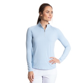 Solid Bay Blue Sun Protection Quarter Zip Pull Over